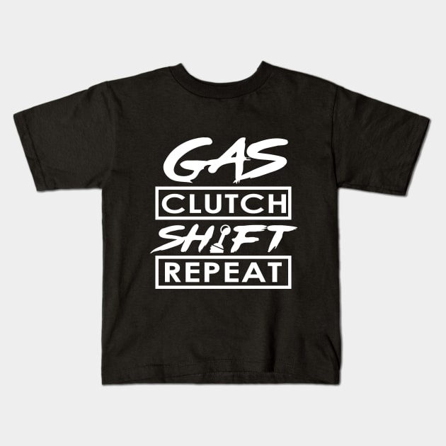 Gas Clutch Shift Repeat Kids T-Shirt by Enzai